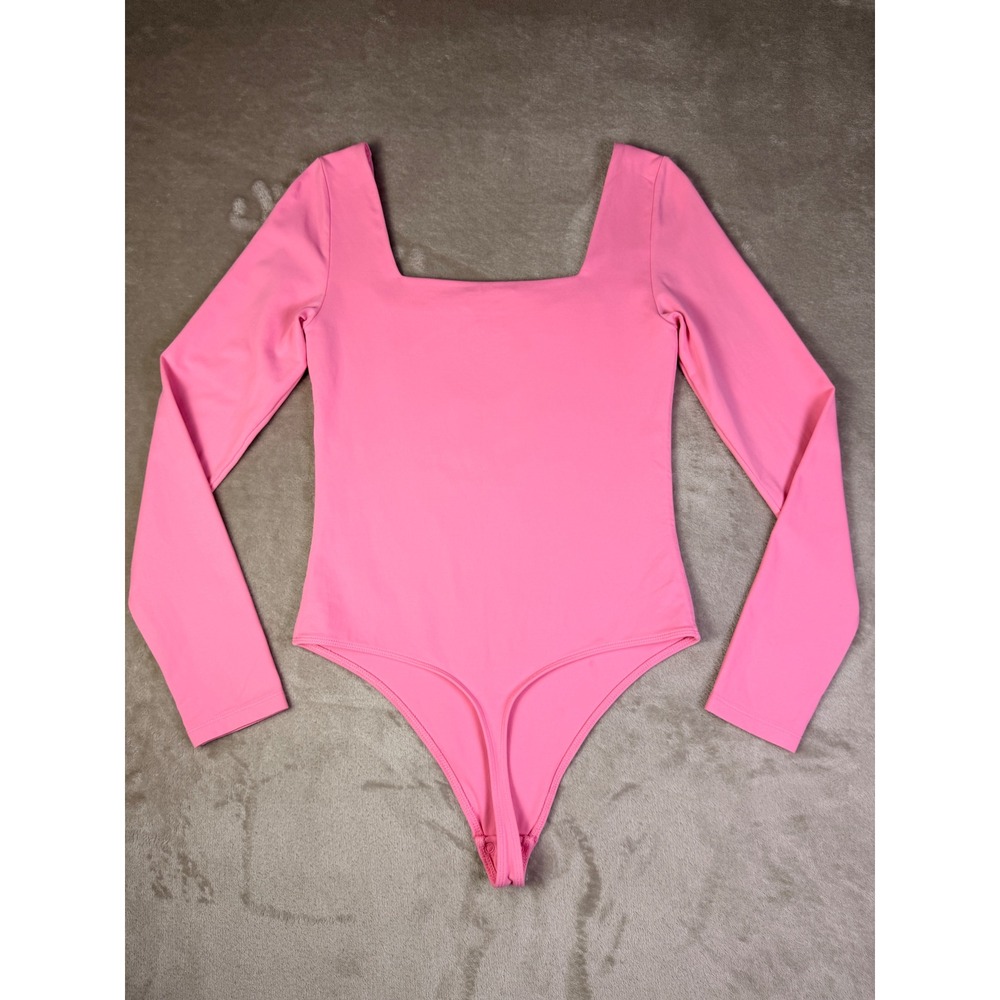 Babaton Contour Headway Long Sleeve Bodysuit Size Medium Pink Square Neck Thong - Picture 4 of 10
